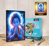 Radha Krishna LED Photo Frame: Kanha Backlit 8 x 12 LED Photo Frame - Ideal Wall Decor, Glowing God Led Lightbox Frame. (Blue)