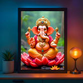 Glowitt Ganesha God Led Photo Frame 8x12 Inch – Religious Led Wall Frame with Adapter | Unbreakable Acrylic | Hindu God Wall Art | Diwali Gift, Home Decor, Puja Room