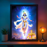 Glowitt Swami Narayan God Led Photo Frame 8x12 Inch – Religious Led Wall Frame with Adapter | Unbreakable Acrylic | Hindu God Wall Art | Diwali Gift, Home Decor, Puja Room