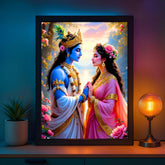 Glowitt Radha Ji Krishna Ji God Led Photo Frame 8x12 Inch – Religious Led Wall Frame with Adapter | Unbreakable Acrylic | Hindu God Wall Art | Diwali Gift, Home Decor, Puja Room