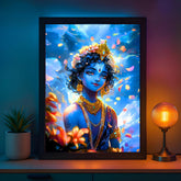 Glowitt Krishna Kanhaiya God Led Photo Frame 8x12 Inch – Religious Led Wall Frame with Adapter | Unbreakable Acrylic | Hindu God Wall Art | Diwali Gift, Home Decor, Puja Room