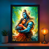 Glowitt Shiv Ji Parvati ji God Led Photo Frame 8x12 Inch – Religious Led Wall Frame with Adapter | Unbreakable Acrylic | Hindu God Wall Art | Diwali Gift, Home Decor, Puja Room