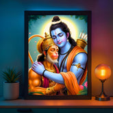 Glowitt Shri Ram Ji Hanuman Ji God Led Photo Frame 8x12 Inch – Religious Led Wall Frame with Adapter | Unbreakable Acrylic | Hindu God Wall Art | Diwali Gift, Home Decor, Puja Room (Design1, 8X12 Inc)