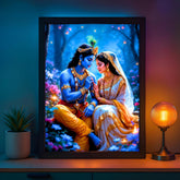Glowitt Krishna Radha Premium God Led Photo Frame 8x12 Inch – Religious Led Wall Frame with Adapter | Unbreakable Acrylic | Hindu God Wall Art | Diwali Gift, Home Decor, Puja Room