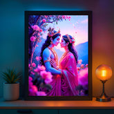 Glowitt Radha Krishna God Led Photo Frame 8x12 Inch – Religious Led Wall Frame with Adapter | Unbreakable Acrylic | Hindu God Wall Art | Diwali Gift, Home Decor, Puja Room