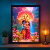 Glowitt Radha Krishna God Led Photo Frame 8x12 Inch – Religious Led Wall Frame with Adapter | Unbreakable Acrylic | Hindu God Wall Art | Diwali Gift, Home Decor, Puja Room