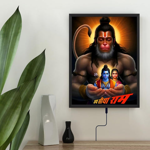 Glowitt Shri Ram God Led Photo Frame 8x12 Inch – Religious Led Wall Frame with Adapter | Unbreakable Acrylic | Hindu God Wall Art | Diwali Gift, Home Decor, Puja Room