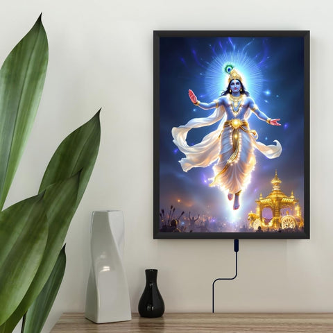 Glowitt Swami Narayan God Led Photo Frame 8x12 Inch – Religious Led Wall Frame with Adapter | Unbreakable Acrylic | Hindu God Wall Art | Diwali Gift, Home Decor, Puja Room