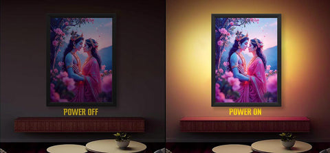 Glowitt Radha Krishna God Led Photo Frame 8x12 Inch – Religious Led Wall Frame with Adapter | Unbreakable Acrylic | Hindu God Wall Art | Diwali Gift, Home Decor, Puja Room