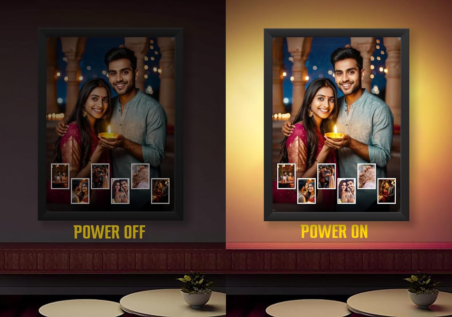 Glowitt Personalized Led Photo Frame - 4K UV Printed Led Photo Frame | Diwali Gift, Valentine Wedding Birthday Gift for Couple, Wife, Husband & Parents (Eternal Bliss, A4 (9 x 13))