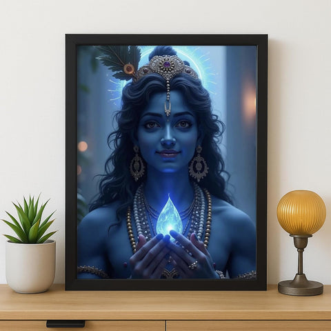 Glowitt Krishna Ji God Led Photo Frame 8x12 Inch – Religious Led Wall Frame with Adapter | Unbreakable Acrylic | Hindu God Wall Art | Diwali Gift, Home Decor, Puja Room