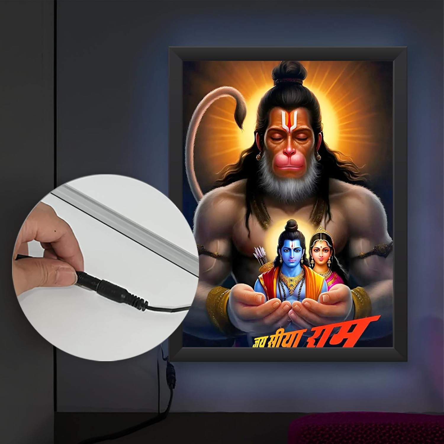 Glowitt Shri Ram God Led Photo Frame 8x12 Inch – Religious Led Wall Frame with Adapter | Unbreakable Acrylic | Hindu God Wall Art | Diwali Gift, Home Decor, Puja Room