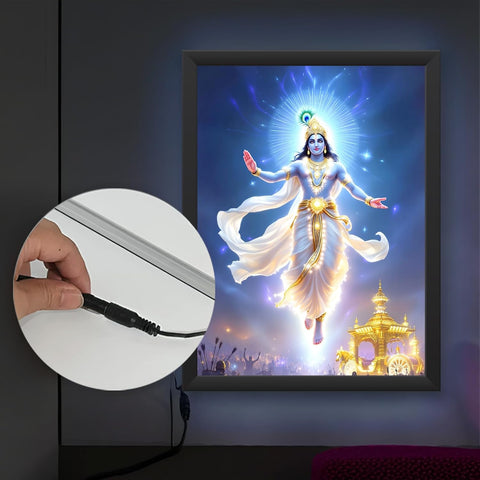 Glowitt Swami Narayan God Led Photo Frame 8x12 Inch – Religious Led Wall Frame with Adapter | Unbreakable Acrylic | Hindu God Wall Art | Diwali Gift, Home Decor, Puja Room