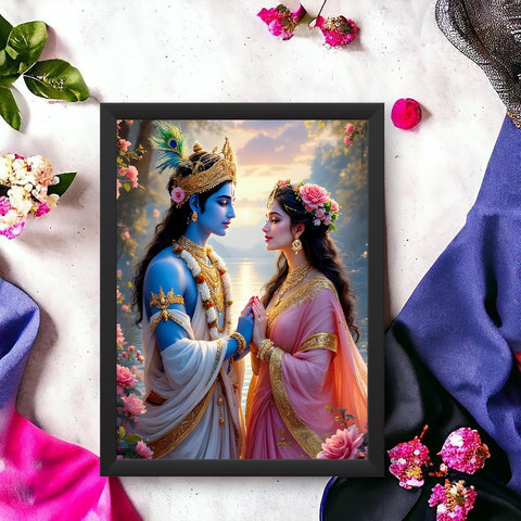 Glowitt Radha Ji Krishna Ji God Led Photo Frame 8x12 Inch – Religious Led Wall Frame with Adapter | Unbreakable Acrylic | Hindu God Wall Art | Diwali Gift, Home Decor, Puja Room