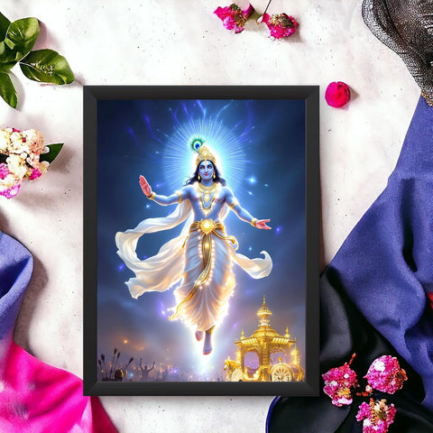 Glowitt Swami Narayan God Led Photo Frame 8x12 Inch – Religious Led Wall Frame with Adapter | Unbreakable Acrylic | Hindu God Wall Art | Diwali Gift, Home Decor, Puja Room