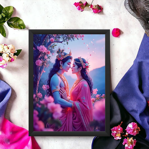 Glowitt Radha Krishna God Led Photo Frame 8x12 Inch – Religious Led Wall Frame with Adapter | Unbreakable Acrylic | Hindu God Wall Art | Diwali Gift, Home Decor, Puja Room