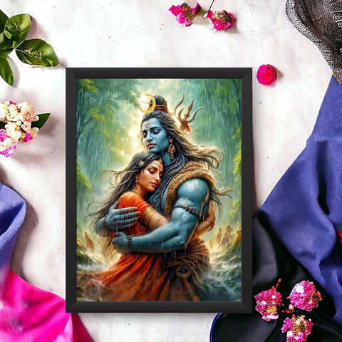 Glowitt Shiv Ji Parvati ji God Led Photo Frame 8x12 Inch – Religious Led Wall Frame with Adapter | Unbreakable Acrylic | Hindu God Wall Art | Diwali Gift, Home Decor, Puja Room