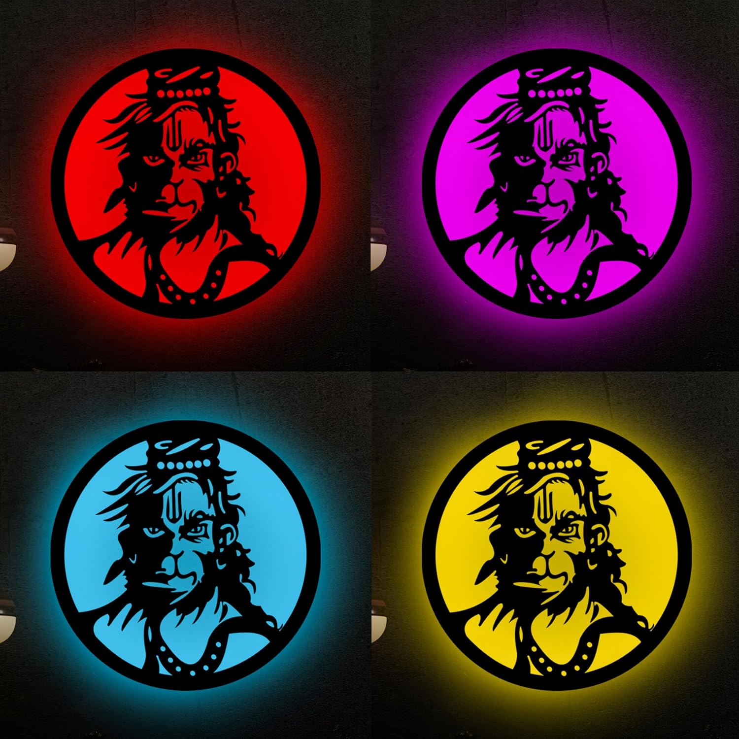 Glowitt Smart Neon Wall Lamp – Hanuman Ji-Inspired 3D Decor with App Control & Music Sync for Living Room | Bedroom | Gifts | Wall Hangings for Home Decoration | Modern Decor Items (12 X 12)