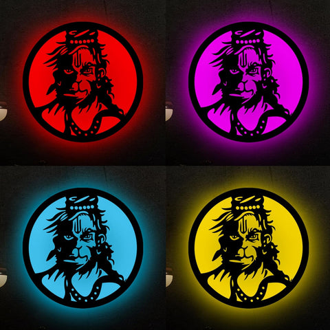 Glowitt Smart Neon Wall Lamp – Hanuman Ji-Inspired 3D Decor with App Control & Music Sync for Living Room | Bedroom | Gifts | Wall Hangings for Home Decoration | Modern Decor Items (12 X 12)