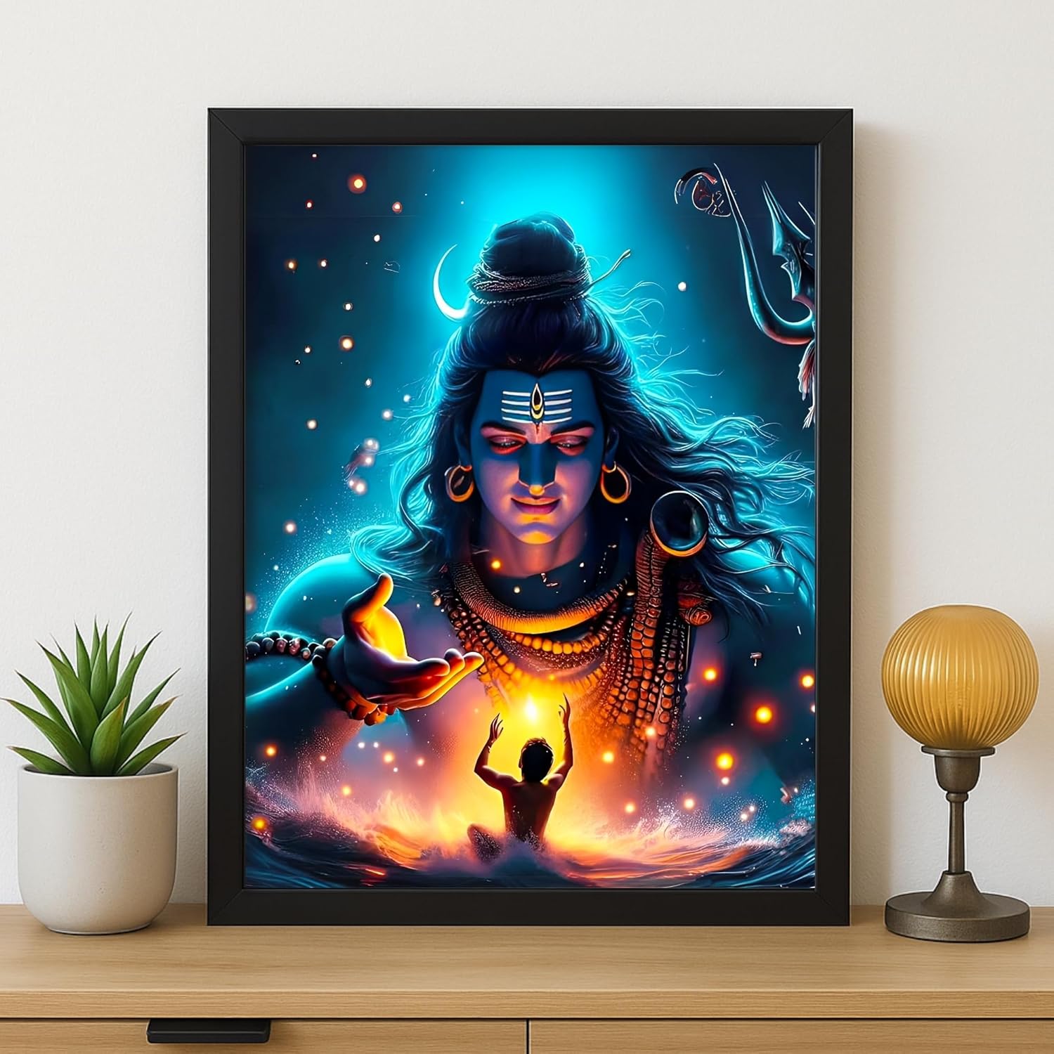 Glowitt Shiv Ji Parvati Ji LED Photo Frame 8x12 Inch – Mahakal LED Wall Frame with Adapter | Unbreakable Acrylic | Hindu God Photo Frame | Pooja Room Wall Art | Diwali Gift | Spiritual Home Decor