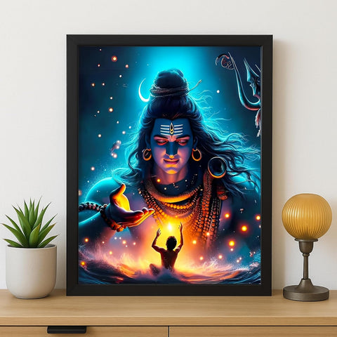 Glowitt Shiv Ji Parvati Ji LED Photo Frame 8x12 Inch – Mahakal LED Wall Frame with Adapter | Unbreakable Acrylic | Hindu God Photo Frame | Pooja Room Wall Art | Diwali Gift | Spiritual Home Decor