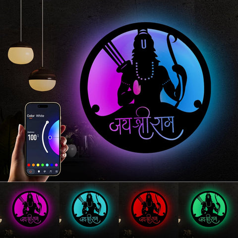 Glowitt Smart Neon Wall Lamp – Jai Shree Ram-Inspired 3D Decor with App Control & Music Sync for Living Room | Bedroom | Gifts | Wall Hangings for Home Decoration | Modern Decor Items (12 X 12)