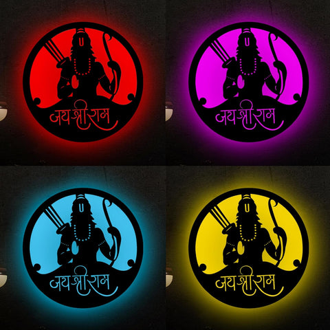 Glowitt Smart Neon Wall Lamp – Jai Shree Ram-Inspired 3D Decor with App Control & Music Sync for Living Room | Bedroom | Gifts | Wall Hangings for Home Decoration | Modern Decor Items (12 X 12)
