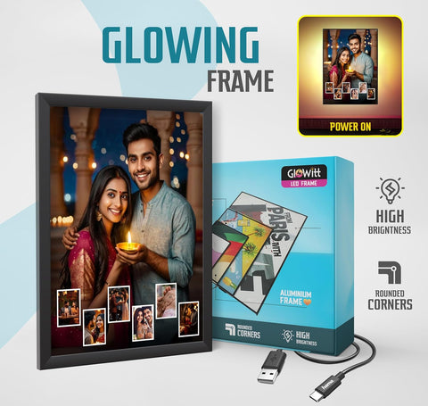 Glowitt Personalized Led Photo Frame - 4K UV Printed Led Photo Frame | Diwali Gift, Valentine Wedding Birthday Gift for Couple, Wife, Husband & Parents (Eternal Bliss, A4 (9 x 13))