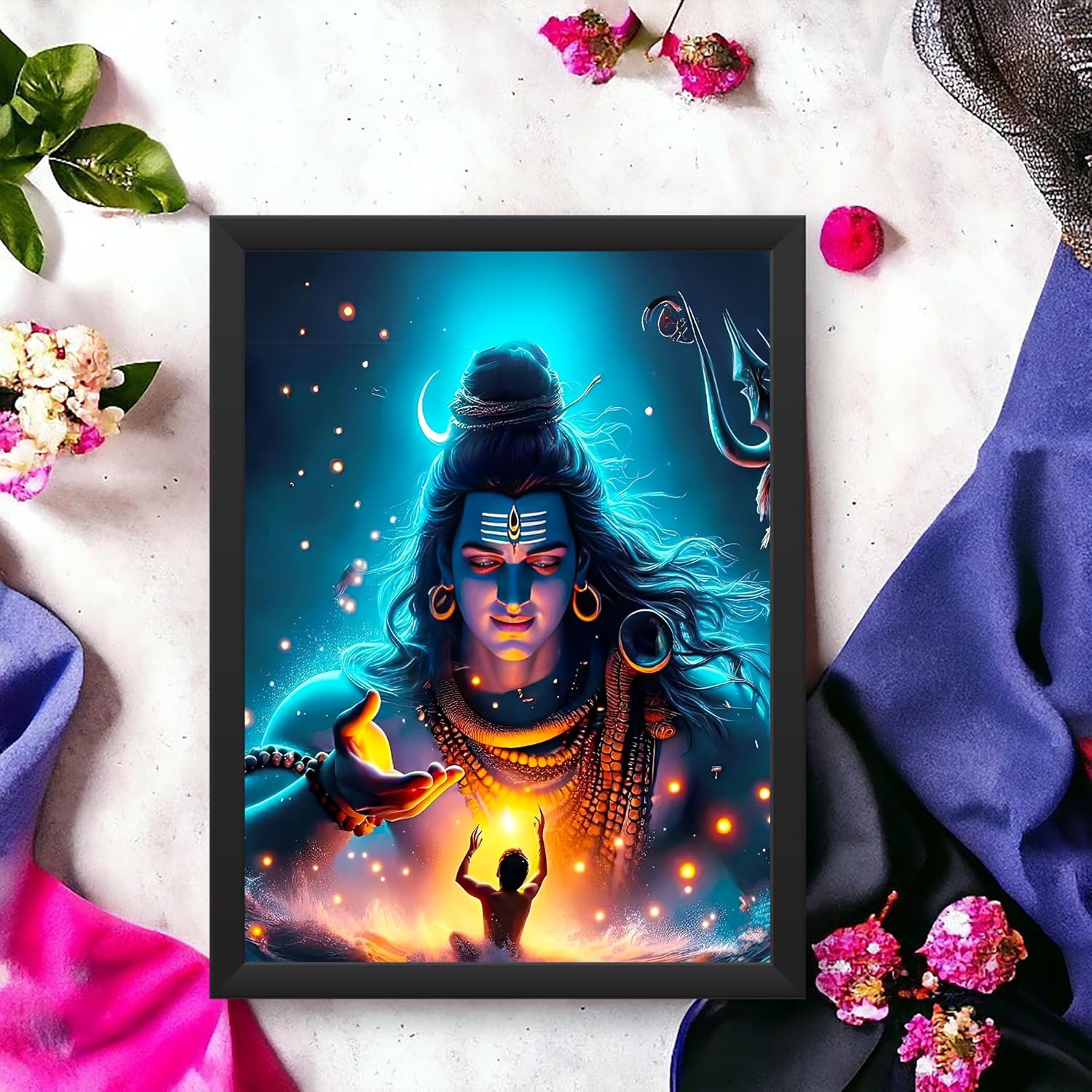 Glowitt Shiv Ji Parvati Ji LED Photo Frame 8x12 Inch – Mahakal LED Wall Frame with Adapter | Unbreakable Acrylic | Hindu God Photo Frame | Pooja Room Wall Art | Diwali Gift | Spiritual Home Decor