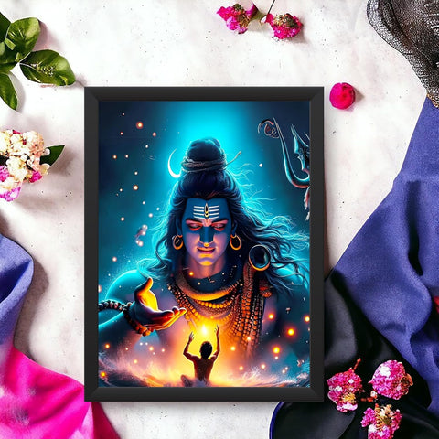 Glowitt Shiv Ji Parvati Ji LED Photo Frame 8x12 Inch – Mahakal LED Wall Frame with Adapter | Unbreakable Acrylic | Hindu God Photo Frame | Pooja Room Wall Art | Diwali Gift | Spiritual Home Decor
