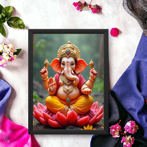Glowitt Ganesha God Led Photo Frame 8x12 Inch – Religious Led Wall Frame with Adapter | Unbreakable Acrylic | Hindu God Wall Art | Diwali Gift, Home Decor, Puja Room