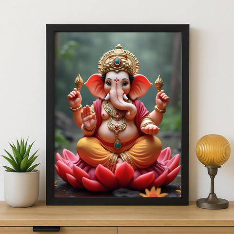 Glowitt Ganesha God Led Photo Frame 8x12 Inch – Religious Led Wall Frame with Adapter | Unbreakable Acrylic | Hindu God Wall Art | Diwali Gift, Home Decor, Puja Room