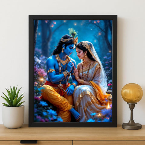 Glowitt Krishna Radha Premium God Led Photo Frame 8x12 Inch – Religious Led Wall Frame with Adapter | Unbreakable Acrylic | Hindu God Wall Art | Diwali Gift, Home Decor, Puja Room
