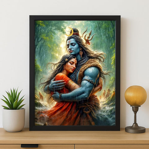 Glowitt Shiv Ji Parvati ji God Led Photo Frame 8x12 Inch – Religious Led Wall Frame with Adapter | Unbreakable Acrylic | Hindu God Wall Art | Diwali Gift, Home Decor, Puja Room