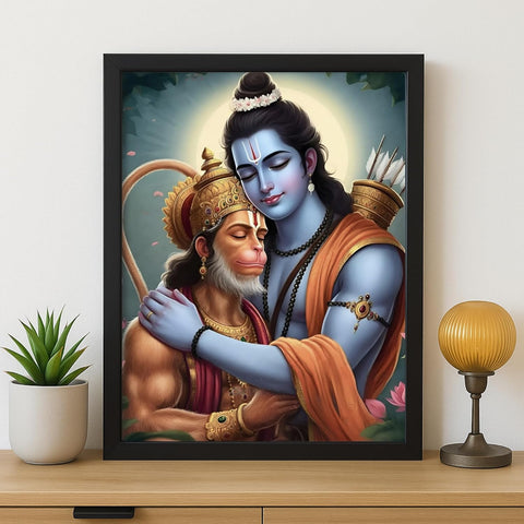 Glowitt Shri Ram Ji Hanuman Ji God Led Photo Frame 8x12 Inch – Religious Led Wall Frame with Adapter | Unbreakable Acrylic | Hindu God Wall Art | Diwali Gift, Home Decor, Puja Room (Design1, 8X12 Inc)