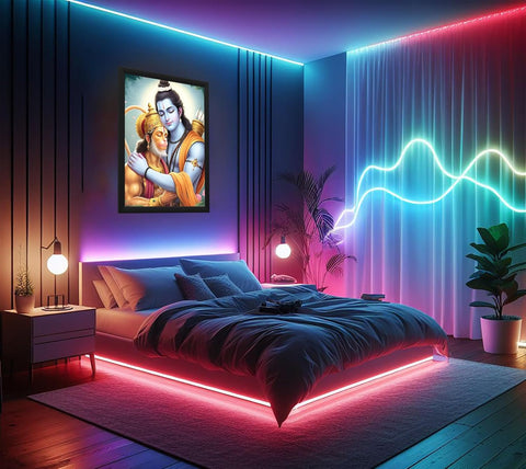 Glowitt Shri Ram Ji Hanuman Ji God Led Photo Frame 8x12 Inch – Religious Led Wall Frame with Adapter | Unbreakable Acrylic | Hindu God Wall Art | Diwali Gift, Home Decor, Puja Room (Design1, 8X12 Inc)