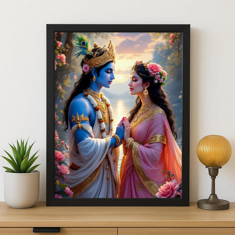 Glowitt Radha Ji Krishna Ji God Led Photo Frame 8x12 Inch – Religious Led Wall Frame with Adapter | Unbreakable Acrylic | Hindu God Wall Art | Diwali Gift, Home Decor, Puja Room