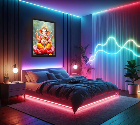 Glowitt Ganesha God Led Photo Frame 8x12 Inch – Religious Led Wall Frame with Adapter | Unbreakable Acrylic | Hindu God Wall Art | Diwali Gift, Home Decor, Puja Room
