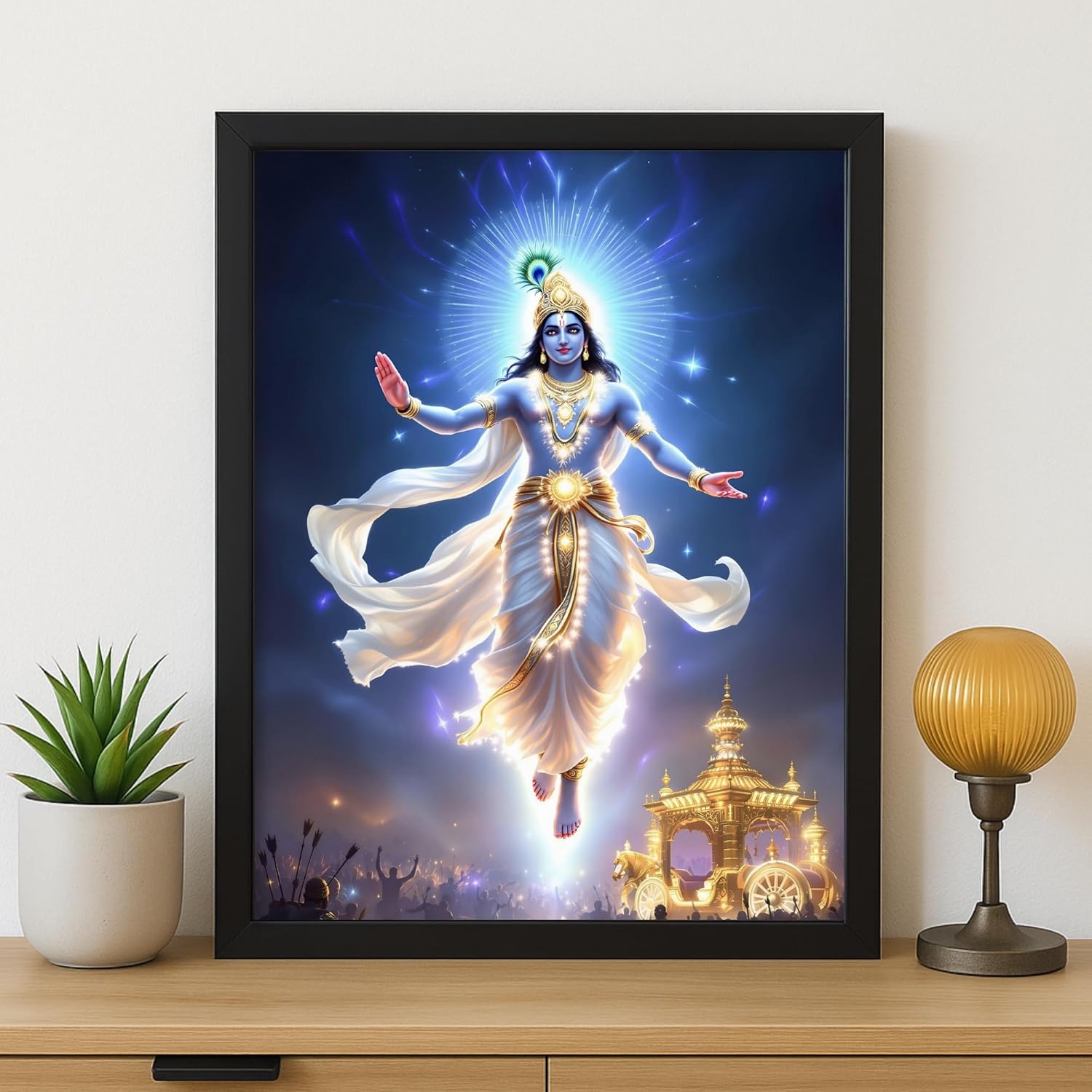 Glowitt Swami Narayan God Led Photo Frame 8x12 Inch – Religious Led Wall Frame with Adapter | Unbreakable Acrylic | Hindu God Wall Art | Diwali Gift, Home Decor, Puja Room