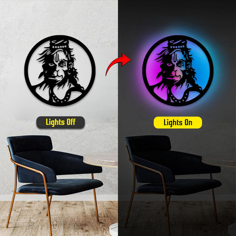 Glowitt Smart Neon Wall Lamp – Hanuman Ji-Inspired 3D Decor with App Control & Music Sync for Living Room | Bedroom | Gifts | Wall Hangings for Home Decoration | Modern Decor Items (12 X 12)