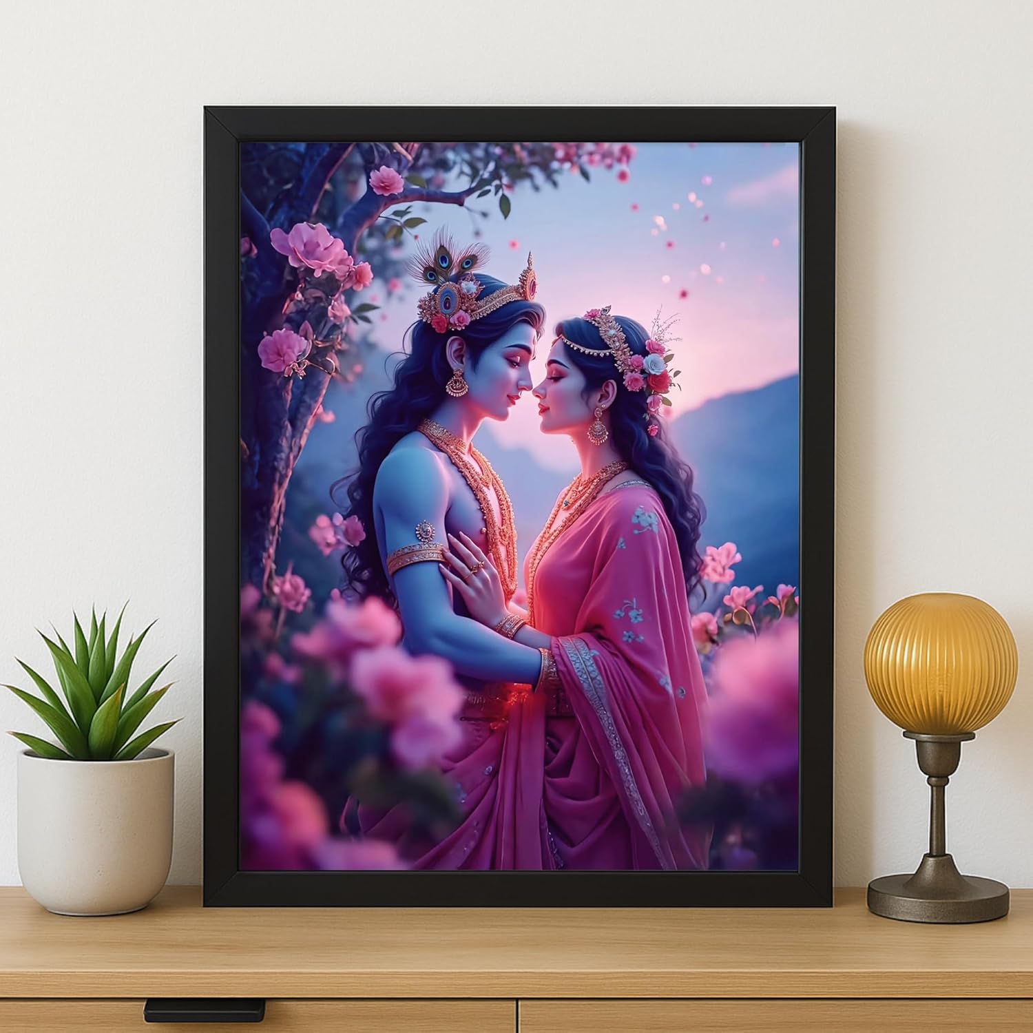 Glowitt Radha Krishna God Led Photo Frame 8x12 Inch – Religious Led Wall Frame with Adapter | Unbreakable Acrylic | Hindu God Wall Art | Diwali Gift, Home Decor, Puja Room