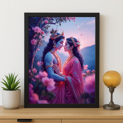 Glowitt Radha Krishna God Led Photo Frame 8x12 Inch – Religious Led Wall Frame with Adapter | Unbreakable Acrylic | Hindu God Wall Art | Diwali Gift, Home Decor, Puja Room