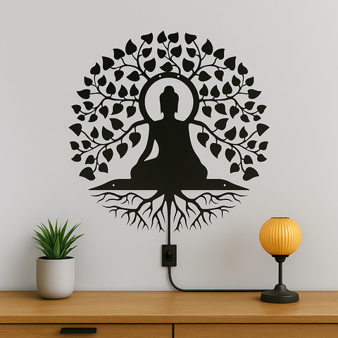Buddha Tree Wall Hanging – Premium Acrylic Meditation Art for Home & Living Room Decor