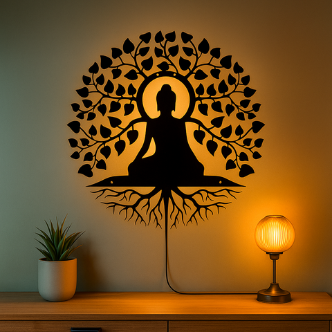 Buddha Tree Wall Hanging – Premium Acrylic Meditation Art for Home & Living Room Decor