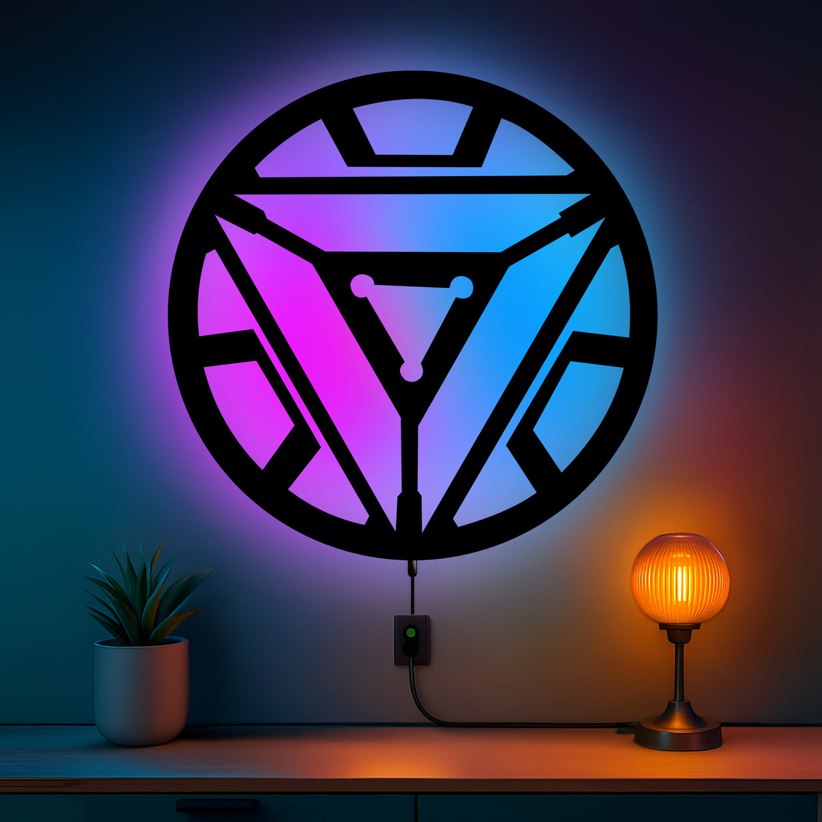 Glowitt Smart Neon Wall Lamp – Arc Reactor-Inspired 3D Decor with App Control & Music Sync for Living Room | Bedroom | Gifts | Wall Hangings for Home Decoration | Modern Decor Items (12 X 12)