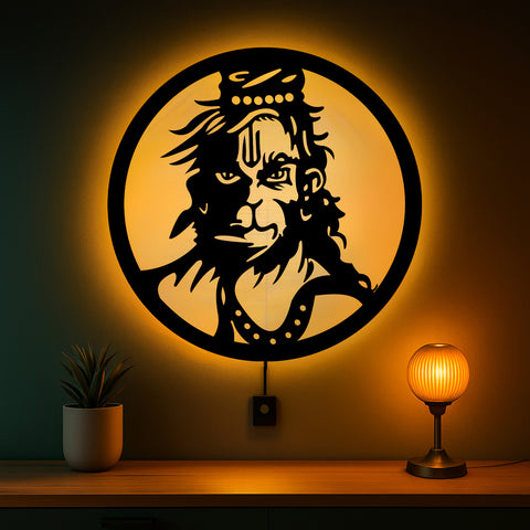 Glowitt Smart Neon Wall Lamp – Hanuman Ji-Inspired 3D Decor with App Control & Music Sync for Living Room | Bedroom | Gifts | Wall Hangings for Home Decoration | Modern Decor Items (12 X 12)