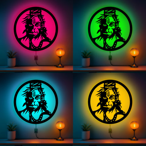 Glowitt Smart Neon Wall Lamp – Hanuman Ji-Inspired 3D Decor with App Control & Music Sync for Living Room | Bedroom | Gifts | Wall Hangings for Home Decoration | Modern Decor Items (12 X 12)