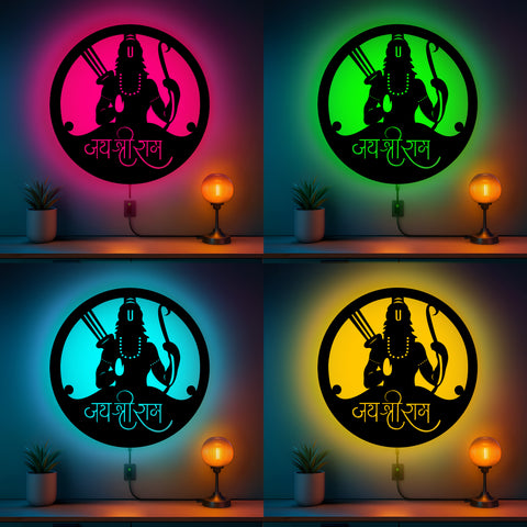 Glowitt Smart Neon Wall Lamp – Jai Shree Ram-Inspired 3D Decor with App Control & Music Sync for Living Room | Bedroom | Gifts | Wall Hangings for Home Decoration | Modern Decor Items (12 X 12)