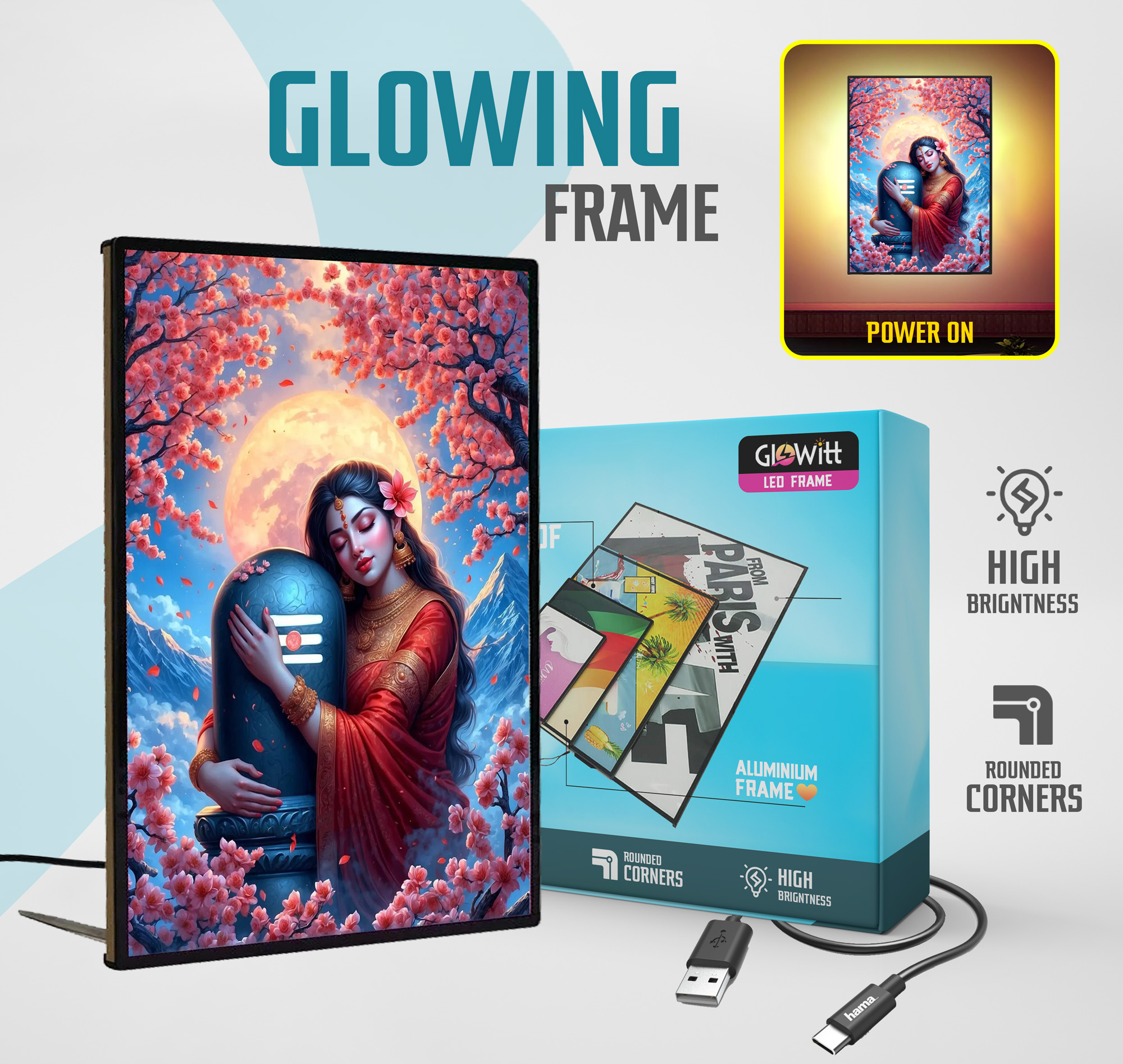 Parvati ji LED Photo Frame / Lightbox Poster For Walls Or Tabletops