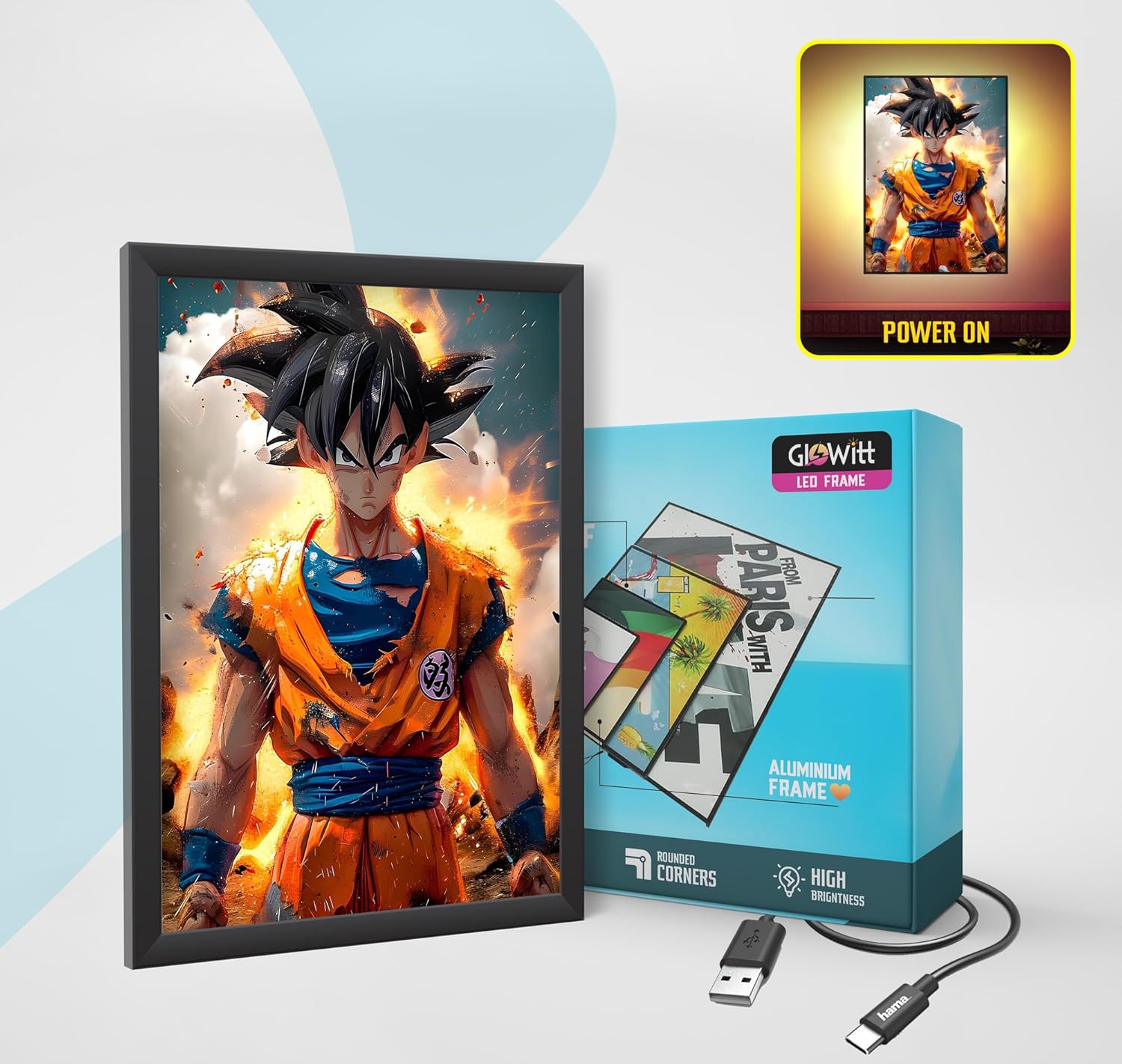 Fire Goku LED Photo Frame / Lightbox Poster For Walls Or Tabletops